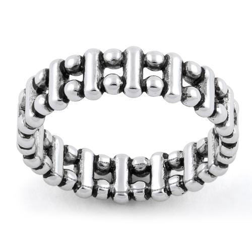 Sterling Silver Bead & Bar Stackable Ring
