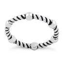 Sterling Silver Bead & Rope Stackable Ring