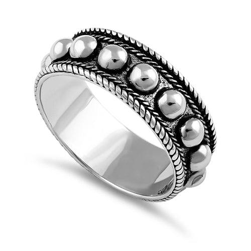 Sterling Silver Beaded Bali Design Ring