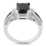 Sterling Silver Black Emerald-Cut CZ Ring