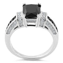 Sterling Silver Black Emerald-Cut CZ Ring