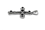 Sterling Silver Black Onyx Cross Marcasite Pendant