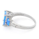 Sterling Silver Blue Lab Opal Square CZ Ring