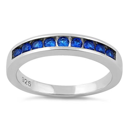 Sterling Silver Blue Spinel CZ Band Ring
