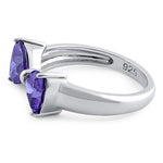 Sterling Silver Bow Trillion Cut Amethyst CZ Ring
