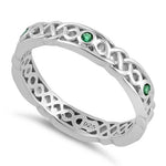 Sterling Silver Braided Eternity Green CZ Ring