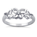 Sterling Silver Butterflies Clear CZ Ring
