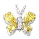Sterling Silver Butterfly Yellow CZ Pendant