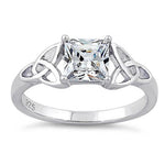 Sterling Silver Celtic Princess-Cut CZ Ring