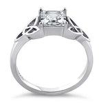 Sterling Silver Celtic Princess-Cut CZ Ring