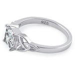 Sterling Silver Celtic Princess-Cut CZ Ring