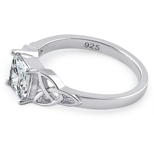 Sterling Silver Celtic Princess-Cut CZ Ring