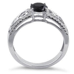 Sterling Silver Celtic Pave Black Round CZ Ring