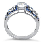 Sterling Silver Celtic Pave Blue CZ Ring