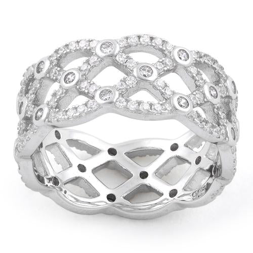 Sterling Silver Celtic Woven CZ Ring