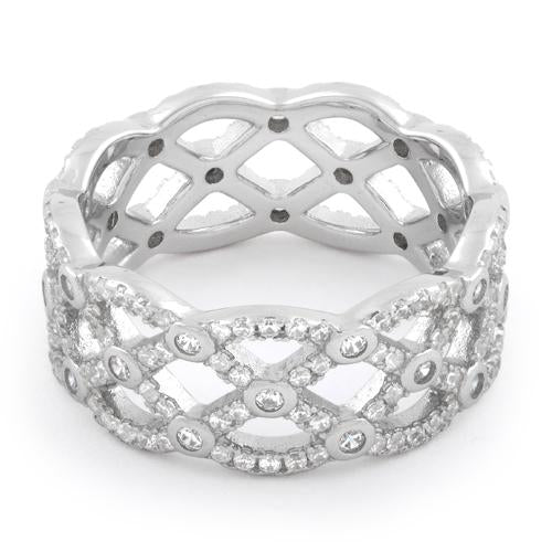Sterling Silver Celtic Woven CZ Ring