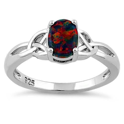 Sterling Silver Center Stone Charmed Black Lab Opal Ring