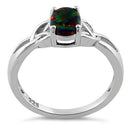 Sterling Silver Center Stone Charmed Black Lab Opal Ring