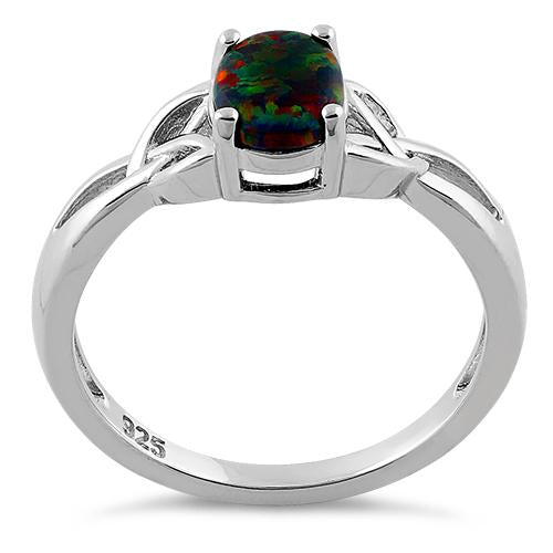 Sterling Silver Center Stone Charmed Black Lab Opal Ring