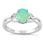 Sterling Silver Center Stone Charmed Green Lab Opal Ring