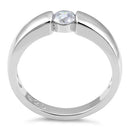 Sterling Silver Channel Bezel Clear CZ Ring