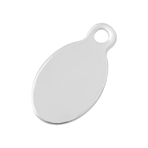 Sterling Silver Charm Flat Oval 11 x 6mm - PACK OF 6