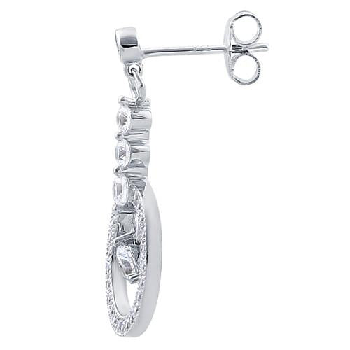 Sterling Silver Circle CZ Dangle Earrings