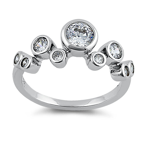 Sterling Silver Circles Style CZ Ring