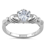 Sterling Silver Claddagh Clear CZ Ring