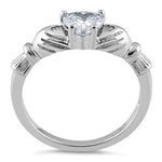 Sterling Silver Claddagh Clear CZ Ring