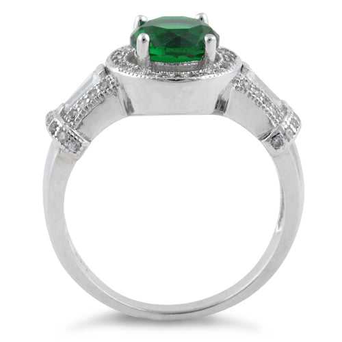 Sterling Silver Classic Emerald CZ Ring