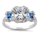 Sterling Silver Princess-Cut Blue CZ Ring