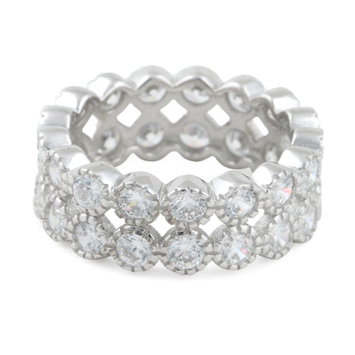 Sterling Silver Clear Double Eternity CZ Ring