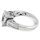 Sterling Silver Emerald-Cut Purple CZ Ring