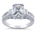 Sterling Silver Clear Emerald-Cut CZ Ring