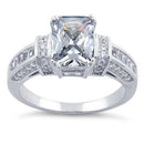 Sterling Silver Clear Emerald-Cut CZ Ring