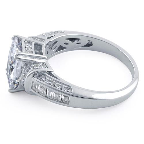 Sterling Silver Clear Emerald-Cut CZ Ring
