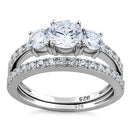 Sterling Silver CZ Engagement Set Ring