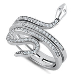 Sterling Silver Clear Eyed Snake CZ Ring