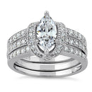 Sterling Silver Clear Marquise CZ Set Ring