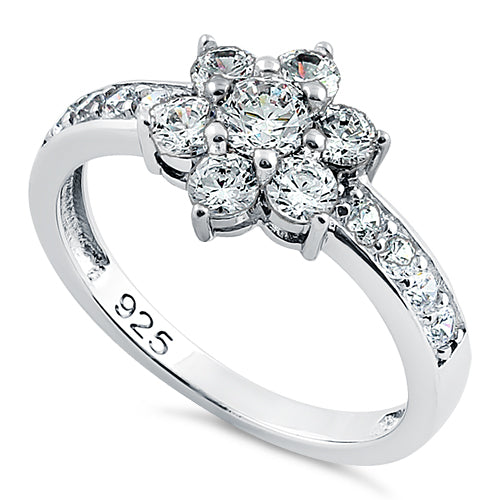 Sterling Silver Plumeria Flower CZ Ring