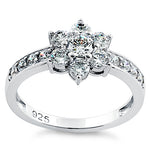 Sterling Silver Plumeria Flower CZ Ring