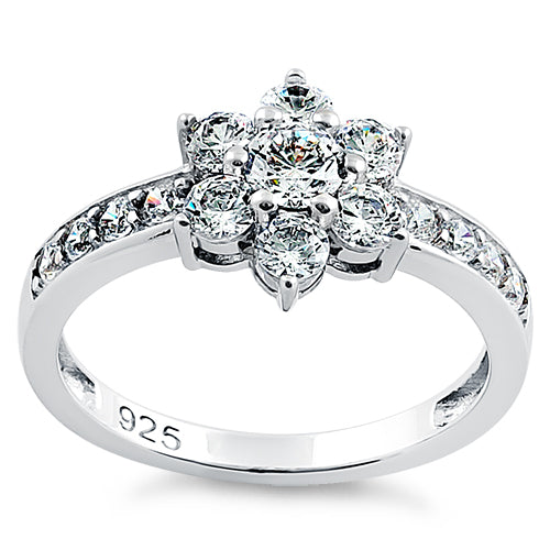 Sterling Silver Plumeria Flower CZ Ring