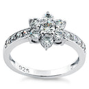Sterling Silver Clear Plumeria Flower CZ Ring