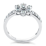 Sterling Silver Plumeria Flower CZ Ring