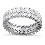 Sterling Silver Eternity Rectangle Clear CZ Ring