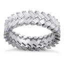 Sterling Silver Eternity Rectangle Clear CZ Ring