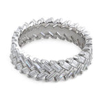 Sterling Silver Eternity Rectangle Clear CZ Ring