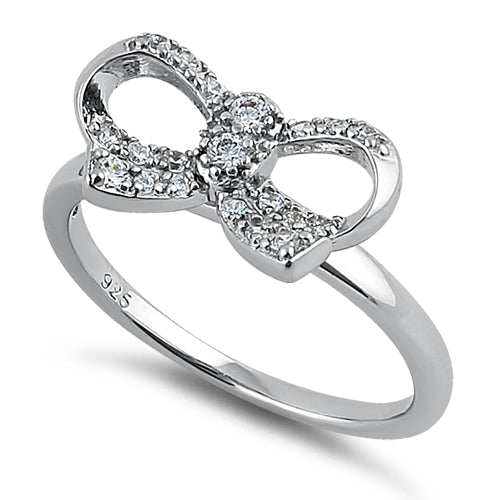 Sterling Silver Clear Ribbon CZ Ring