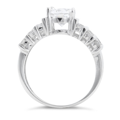 Sterling Silver Clear Round Cut Engagement CZ Ring